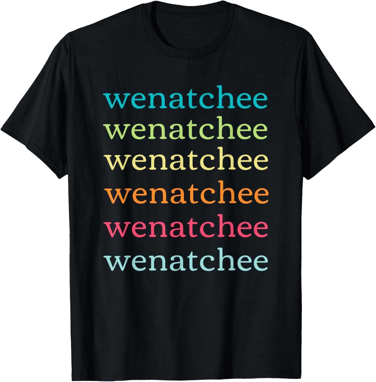 Wenatchee Washington (WA) Cute and Colorful Repeating Text — USA apparel design